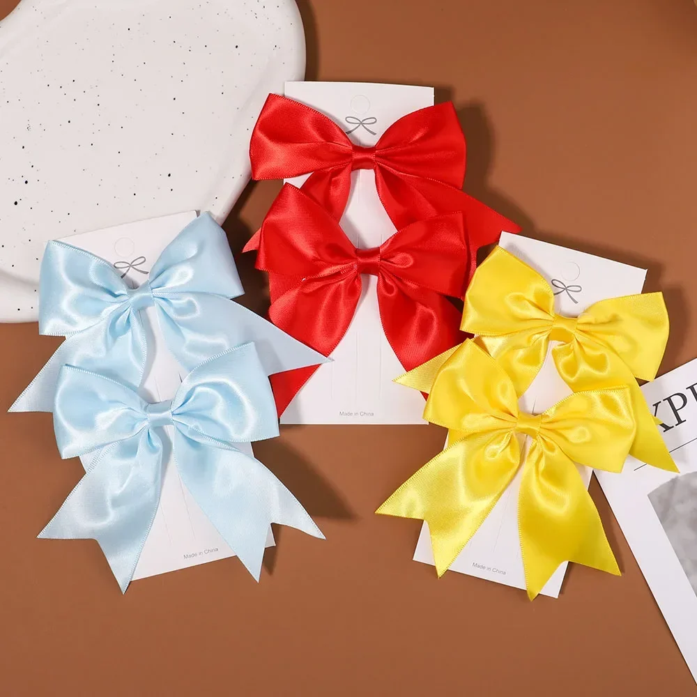 2/3Pcs Lovely Solid Color Ribbon Bows Hair Clip for Kids Girls Hairpins Barrettes Handmade Baby Headwear Kids Hair Accessories