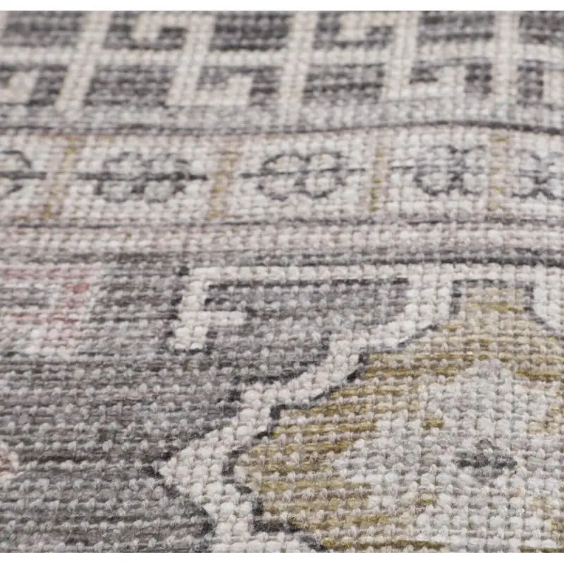 سجادة منطقة قابلة للغسل من مزيج القطن الطبيعي باللون الأحمر الخدود والذهبي والأسود والفحم والبيج #6