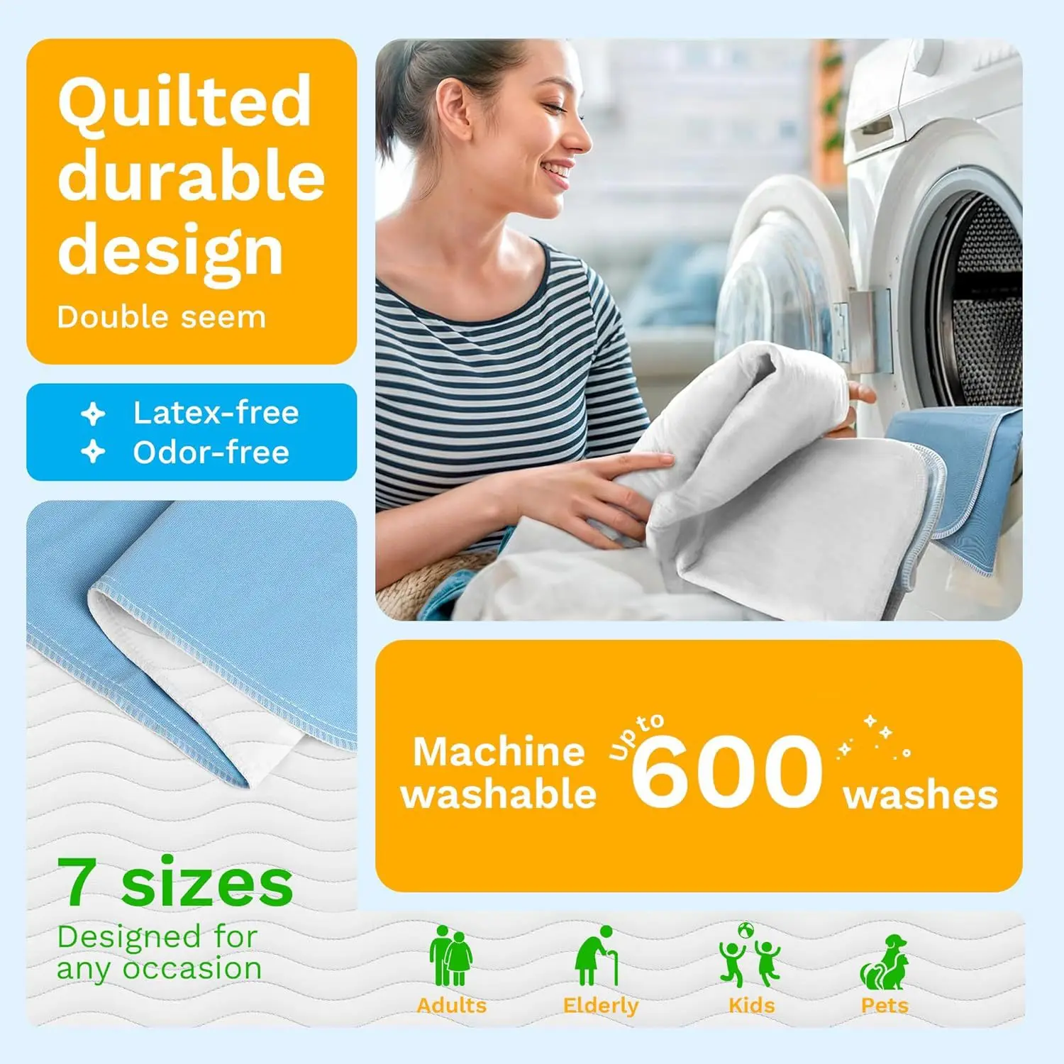 Thickened Washable Underpad Pet Pee Pad Adult Incontinence Bed Mat Menstrual Postpartum Nursing Reusable Absorbent Leakproof