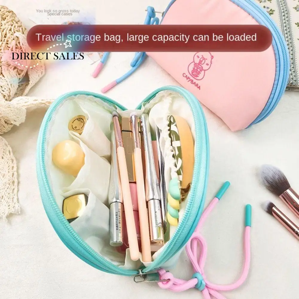 

Color Blocking Capybara Makeup Bag Large Capacity Korean Style Cute Cosmetic Bag Lightweight Waterproof
