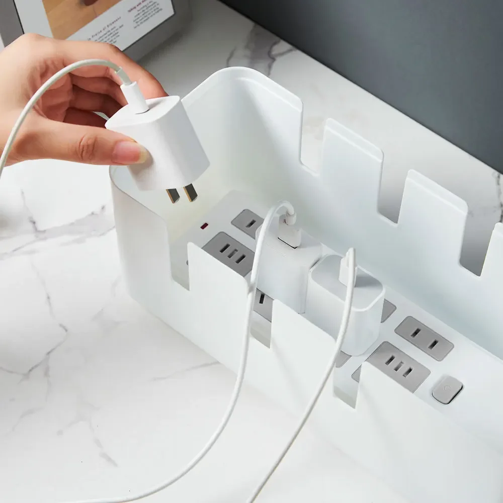 صندوق تخزين كابل سطح المكتب، خط طاقة خشبي، منظم إدارة الأسلاك، مقبس الشاحن، صندوق تخزين خط الشبكة