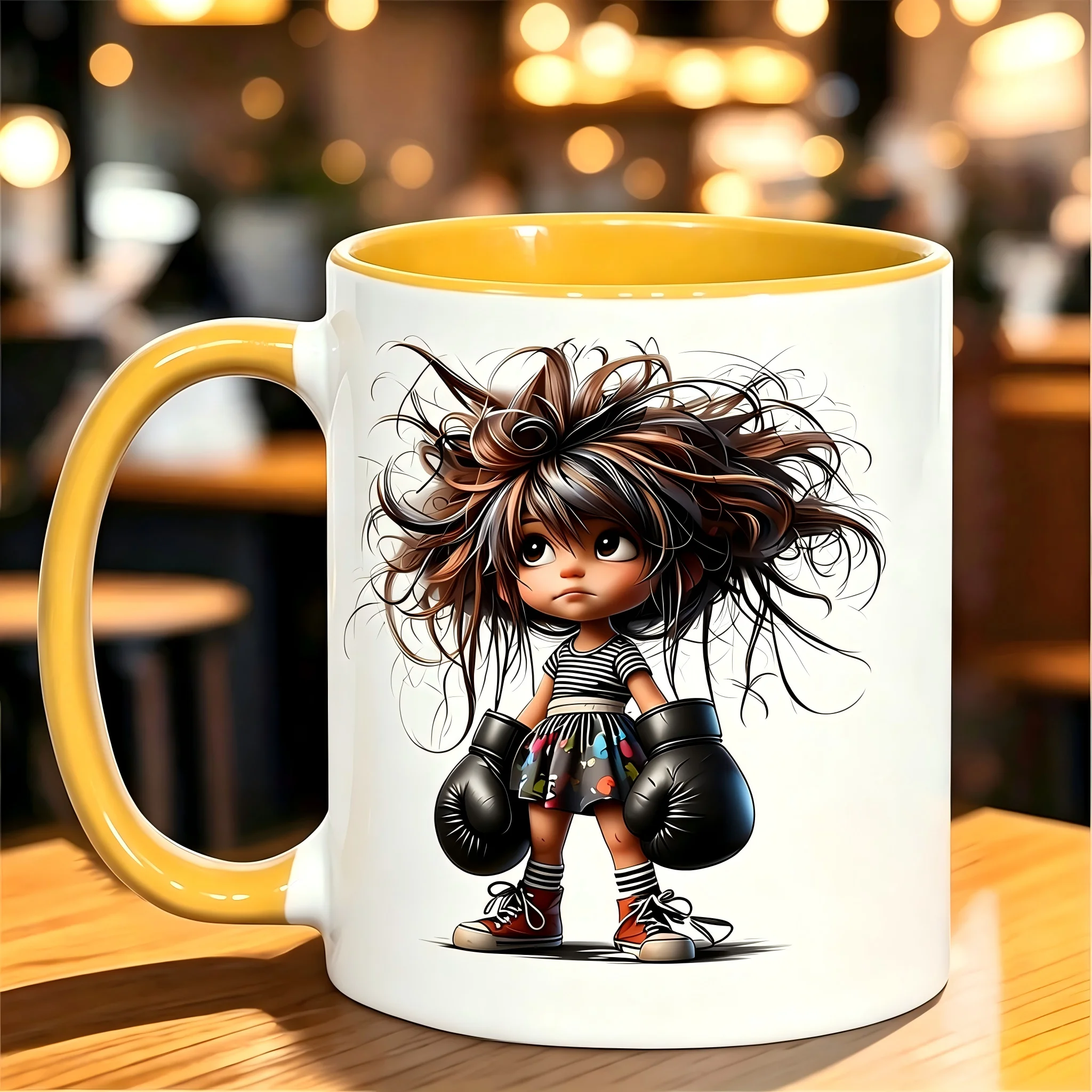 Features Gloved Cartoon Characters with Fluffy Hair and Firm Expressions. Fun and Cute Gift Ideas for Friends, Colleagues or Fitness Enthusiasts