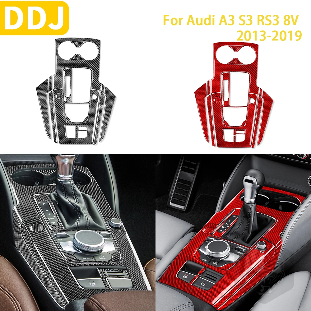 

For Audi A3 S3 RS3 8V 2013-2019 Accessories Carbon Fiber Car Interior Gear Shifting Center Console Cupholder Sticker Decoration