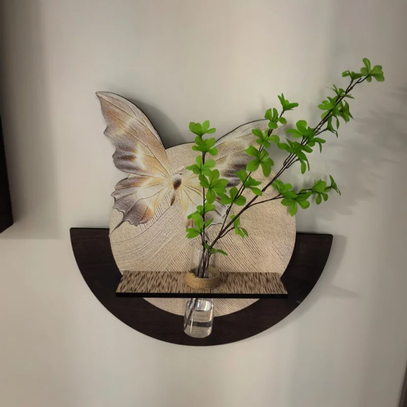 Vintage Butterfly Restaurant Led Decoration Painting Hydroponic Green Plant Hanging Painting Living Room Sandstone Mural Lamp