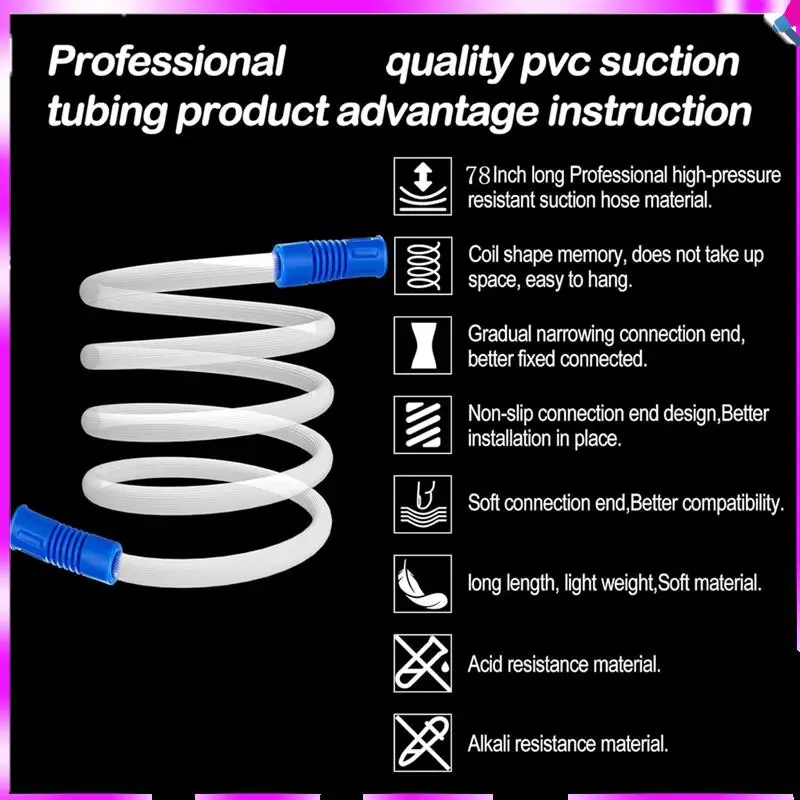 N96R 3 Units 2M Long Suction Tubing Hoses Vacuum Suction Machine Collection Tubing For Home Use Portable Suction Machine Tube