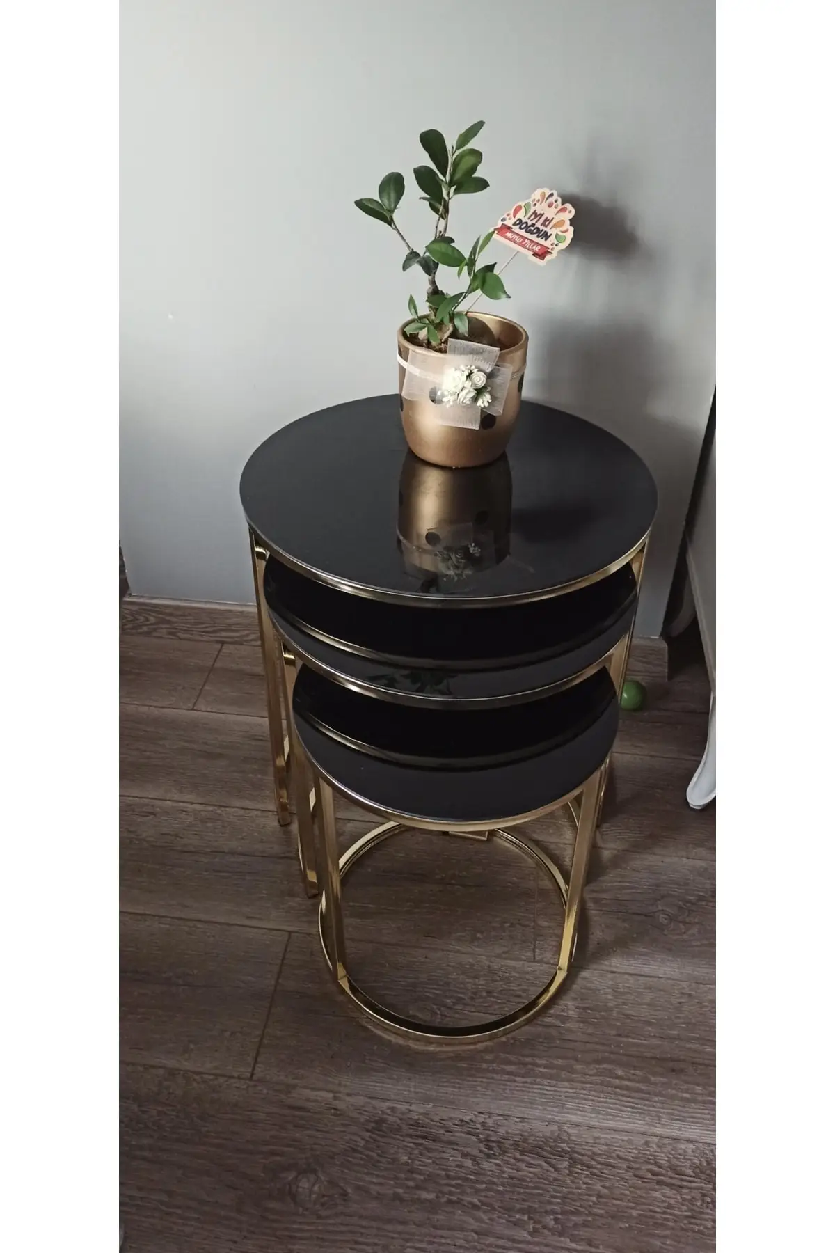 End Table Gold Metal Nesting Table Unbreakable Black Glass Coffee Table Set Modern Luxury Nesting Table Zigon Coffee Table