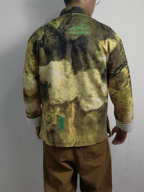 

Traditional Tang Costume Sle Men's Jaet Y797 with Cuff Roll up Small Collar Well Tailored Thiened Long Sve Coat