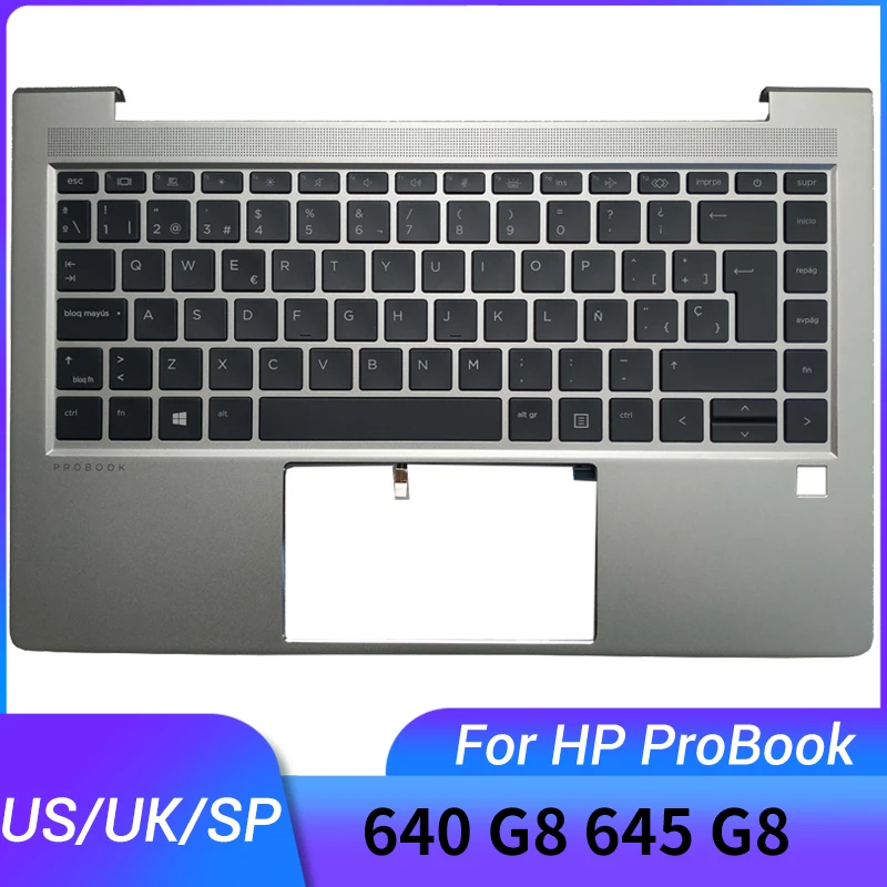 

НОВАЯ клавиатура для ноутбука HP ProBook 640 G8 645 G8 США/Великобритании/испанского/латинского стандарта с серебряной верхней крышкой упора для рук