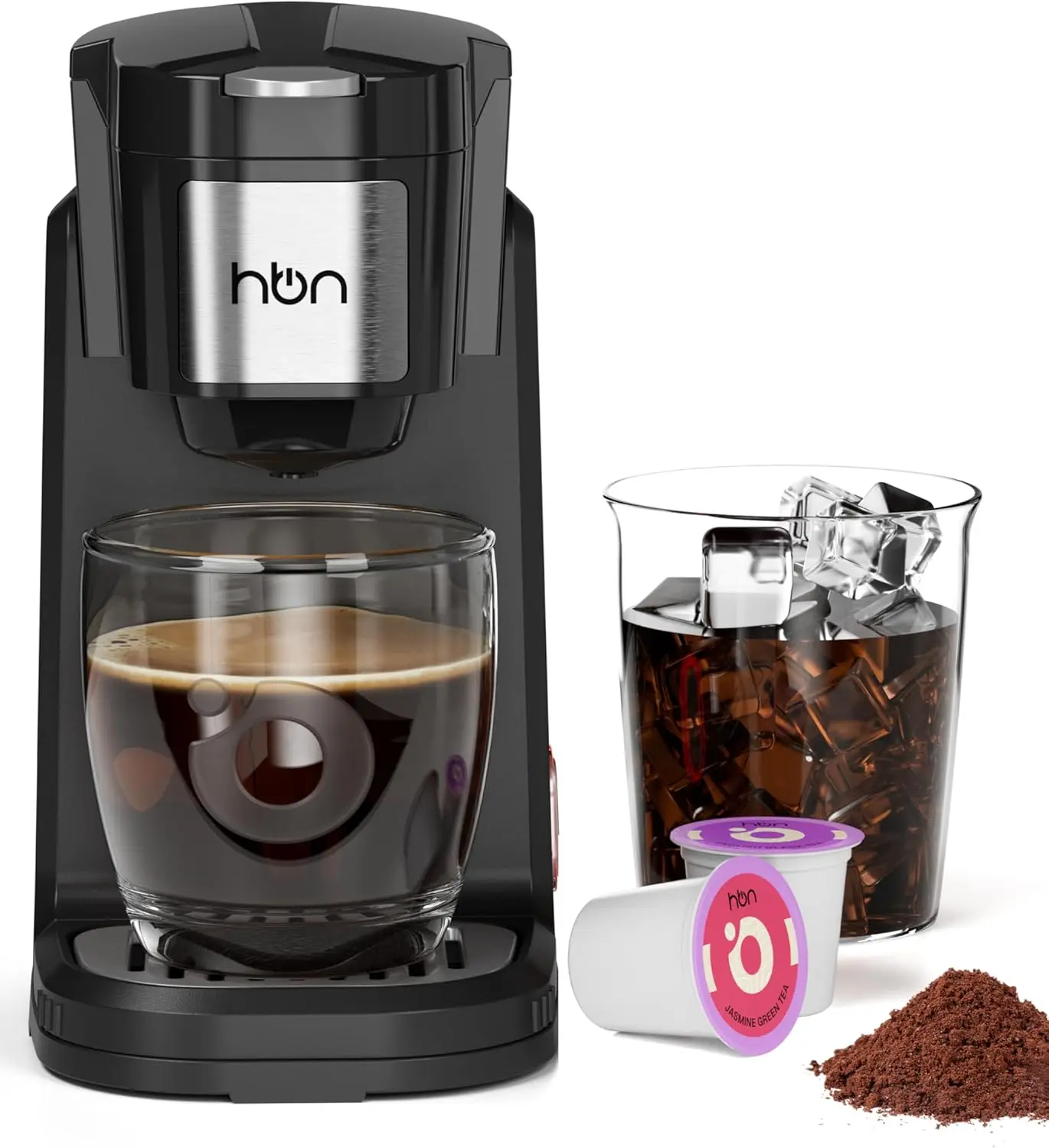 

Single Serve Coffee Maker for K-Cup & Ground Coffee, Fast Brew One Cup Coffee & Tea Machine with 10oz Stainless Steel Tank, C