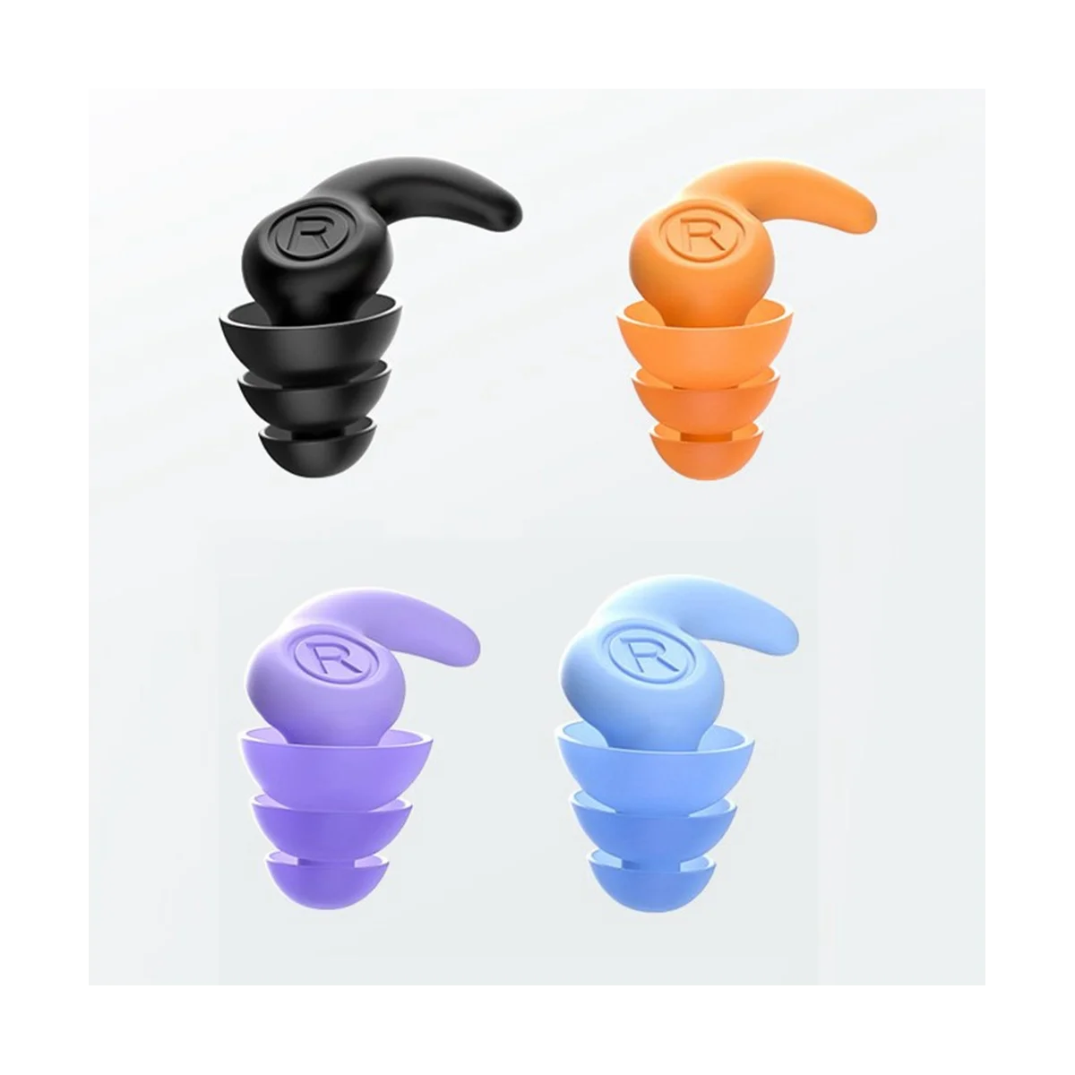 3 Pair Silicone Earplugs,Waterproof Swimming Ear Plugs for Adults,Reusable Silicone Swimmer Earplugs,Black+Orange+Blue