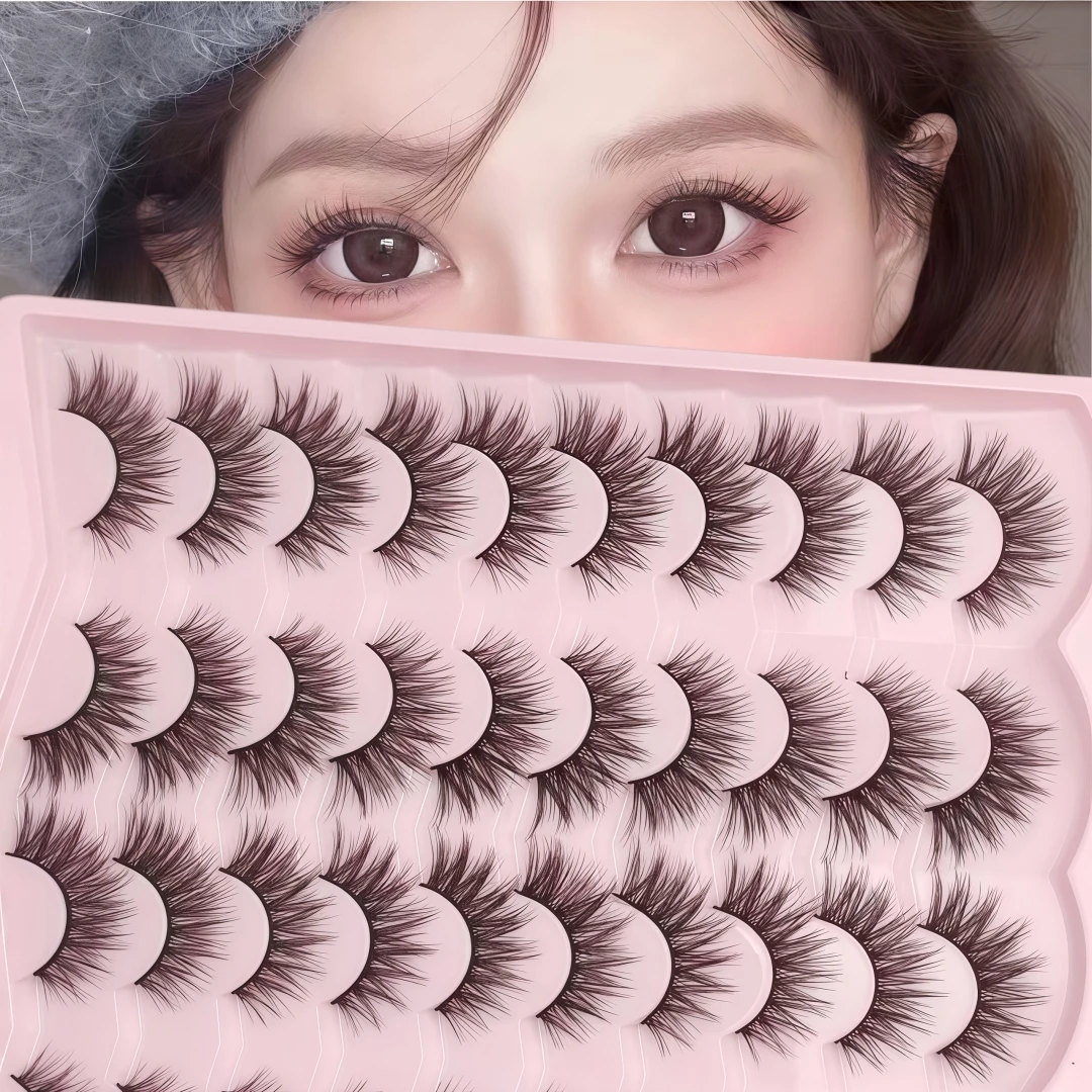 20 Pairs Fluffy Baby-Like Effect One-Piece Thick Black Band Full-Strip Realistic Cosplay False Eyelashes