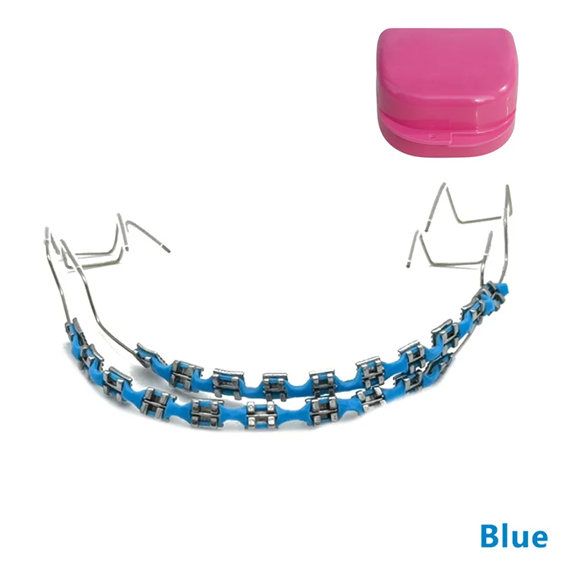 

5Sets Dental Fake Braces Temporary Tooth Decoration With Hook With Metal Wires Colorful Metal Bracket Ligature Ties Dental Tool