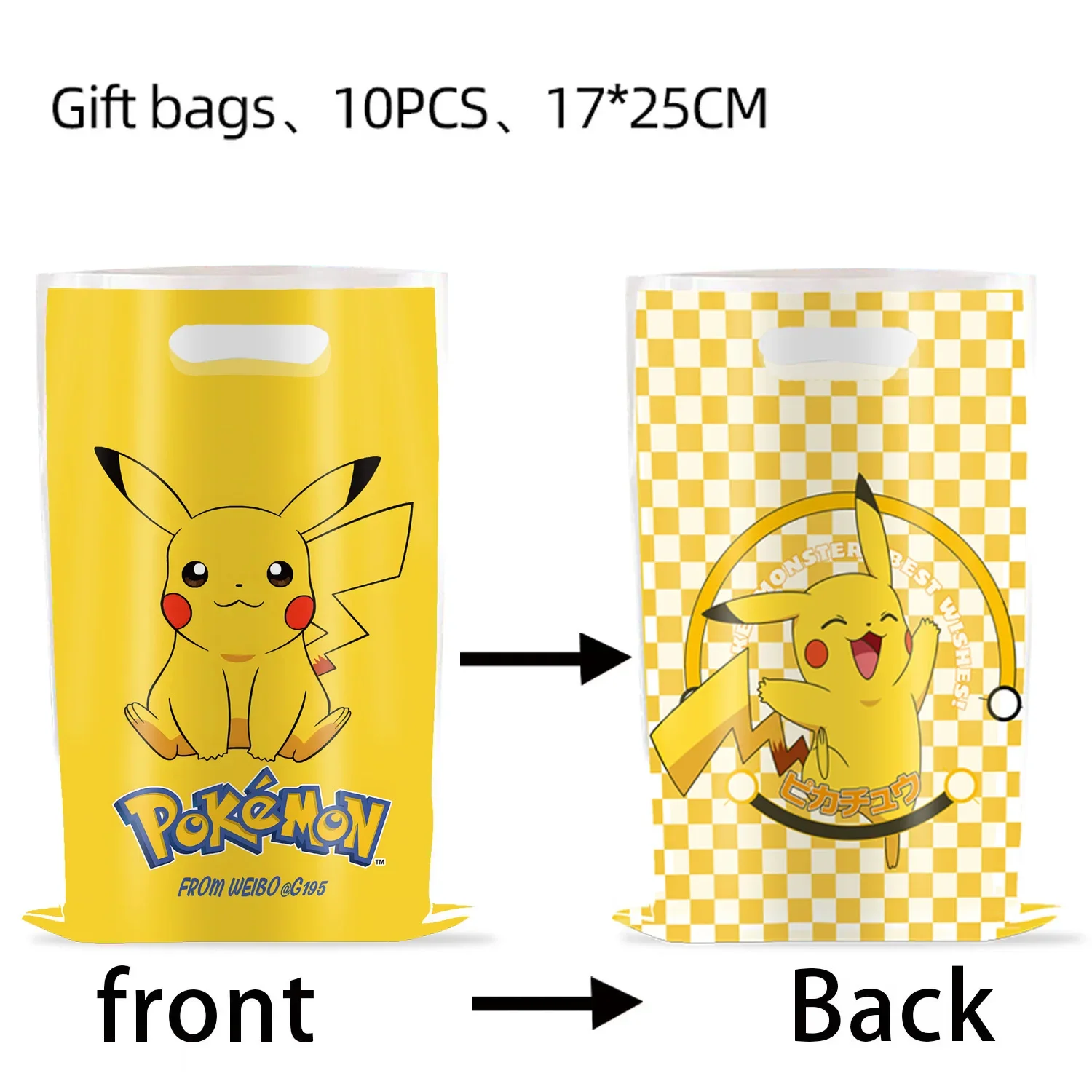 10-50 Stück Pokémon-Themen-Geburtstagsgeschenktüten aus Kunststoff mit Griffen, geeignet für Partygeschenke und Giveaways – Detail 6