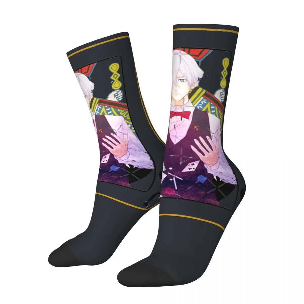 Decim Death Parade Playing Card Design Men's Socks Retro Harajuku Death Parade Hip Hop Novelty Seamless Sock official-websit