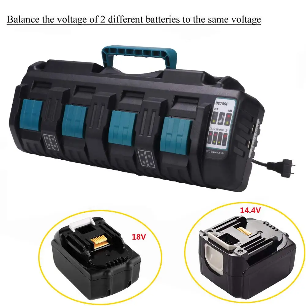

4-Port Charger Station Lithium Battery Fast Charger Suitable for Makita DC18SF Power Tools High Quality Li-Ion Battery Charger