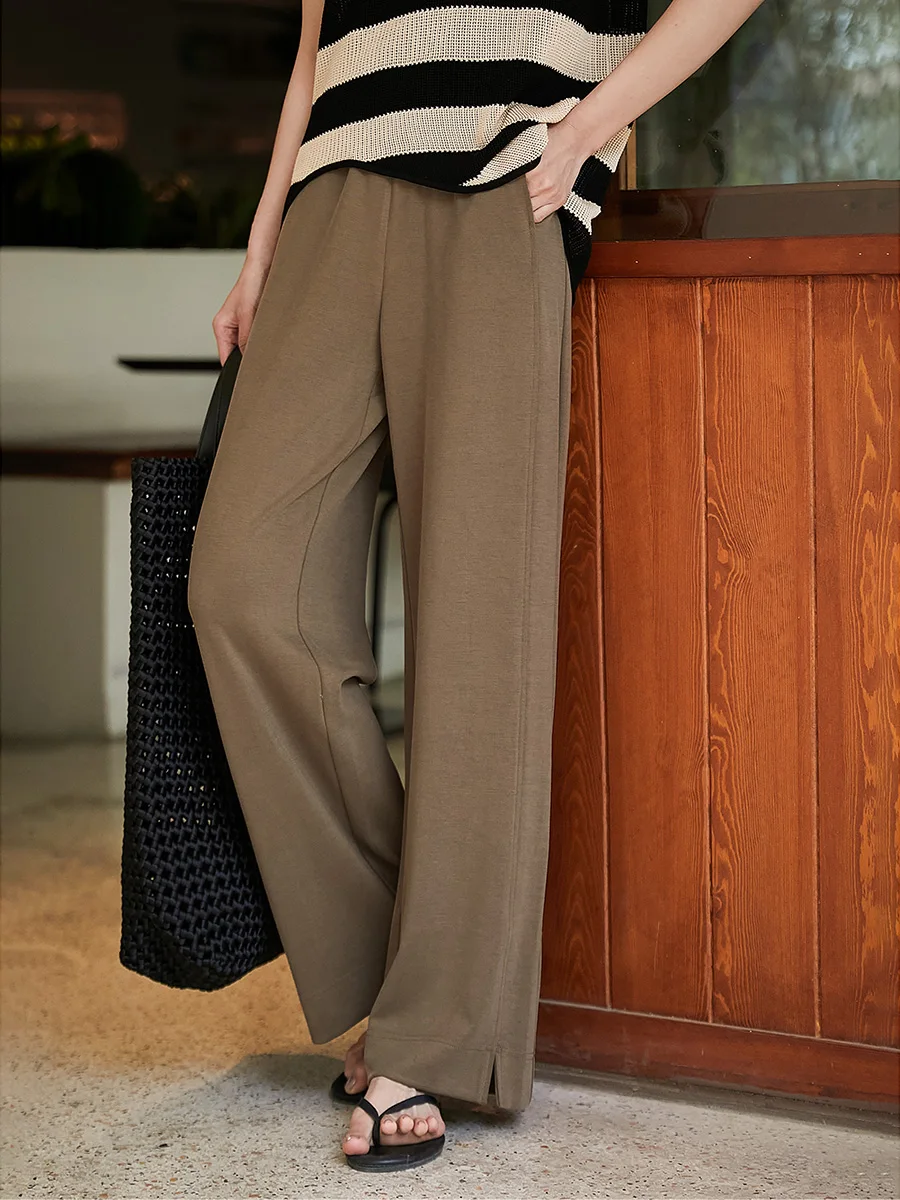 

Xhange Casual Pants High Waist Slimming Anti-Wrinkle Easy Care Drapey Straight Leg Spring 2026 Women's Fashion Casual Trousers