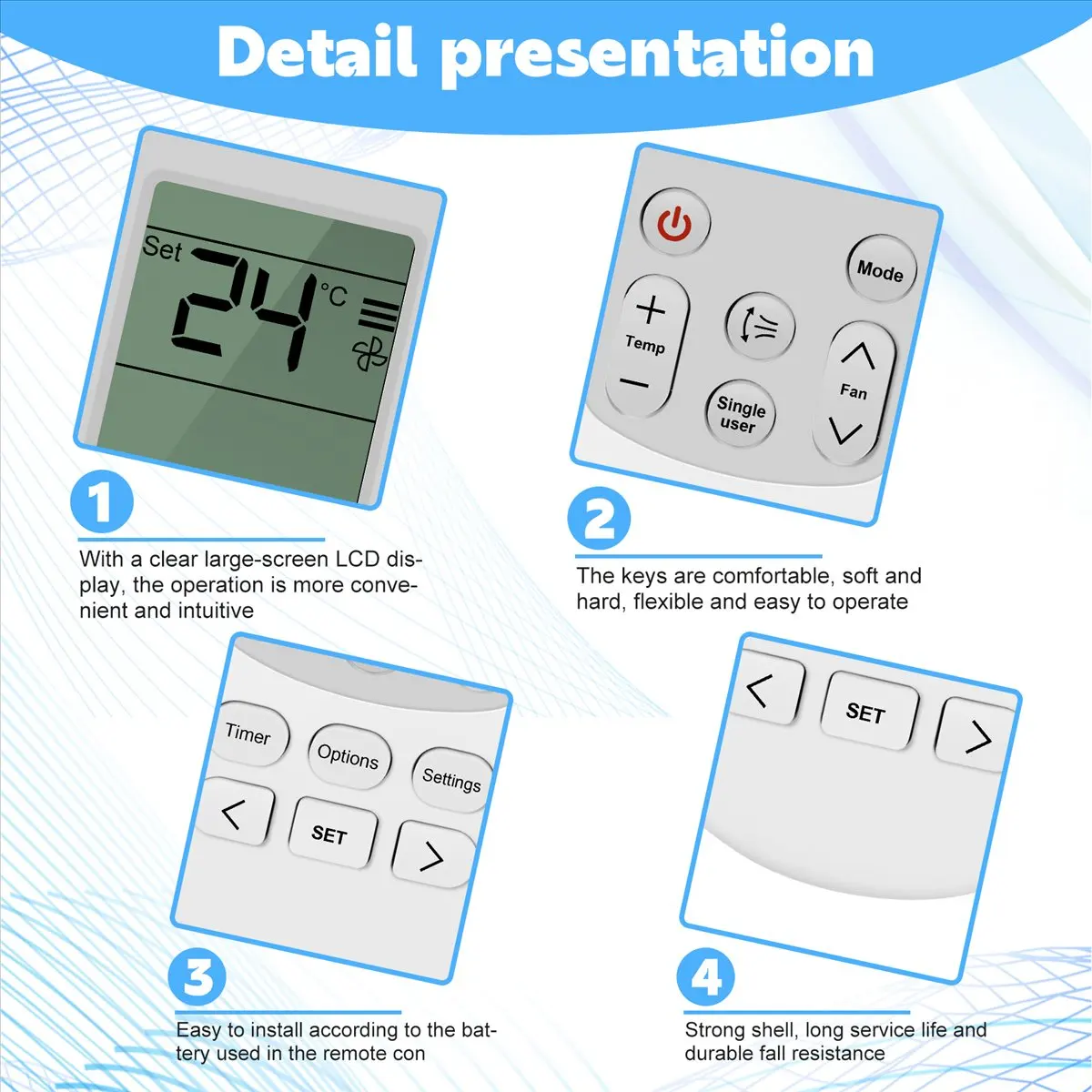 Air Conditioning Remote Control Replacement Single User for DB93-15169G DB93-14643T AJ009JNNDCH DB93-15169E