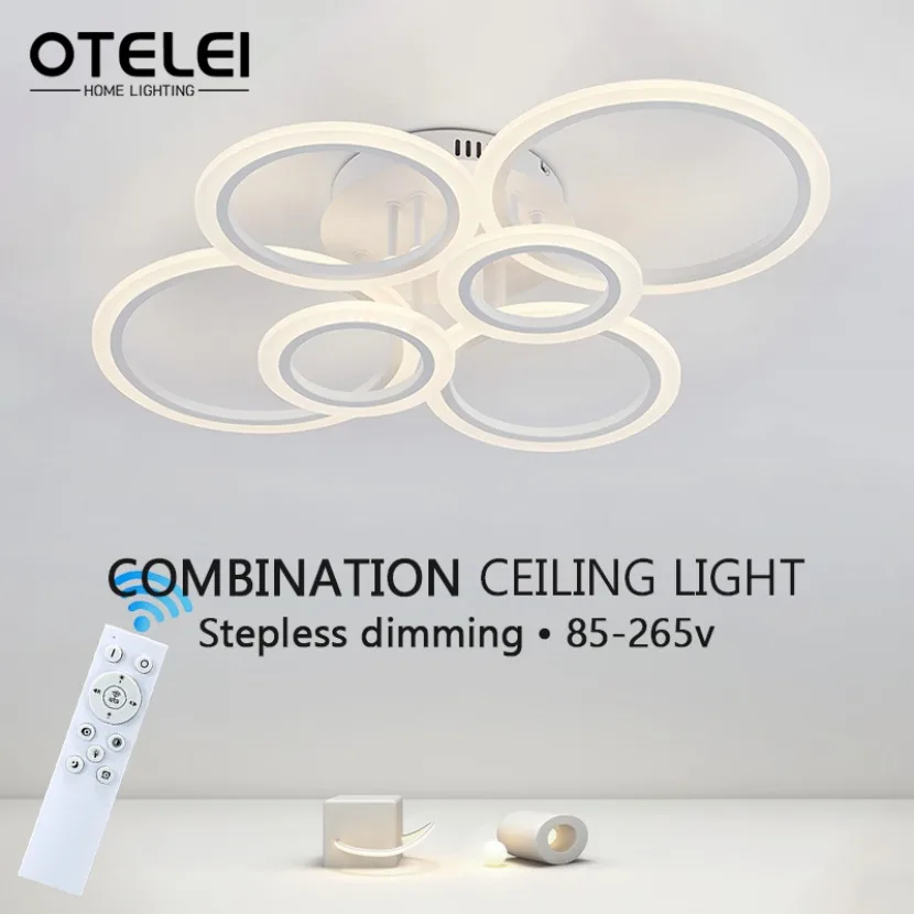 

Nordic LED Ceiling Light Circular Acrylic with Remote Control Dimming Ceiling Lamp Living Room Dining Room Bedroom Decor Lights