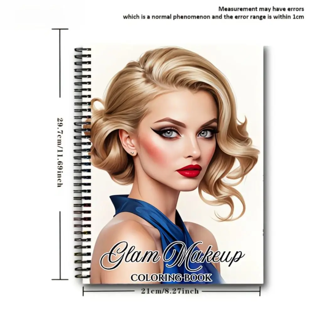 Glamorous Makeup Coloring Book Spiral Coil DIY Painting Artistic Coloring Book Hand Drawn Reduce Pressure Drawing Painting Book