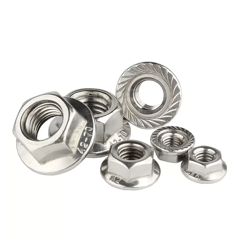 1/2/5/10/25/50pcs M3 M4 M5 M6 M8 M10 M12 DIN6923 Stainless steel Hexagon Hex Head Serrated Spinlock Flange Nut Lock Nuts Locknut