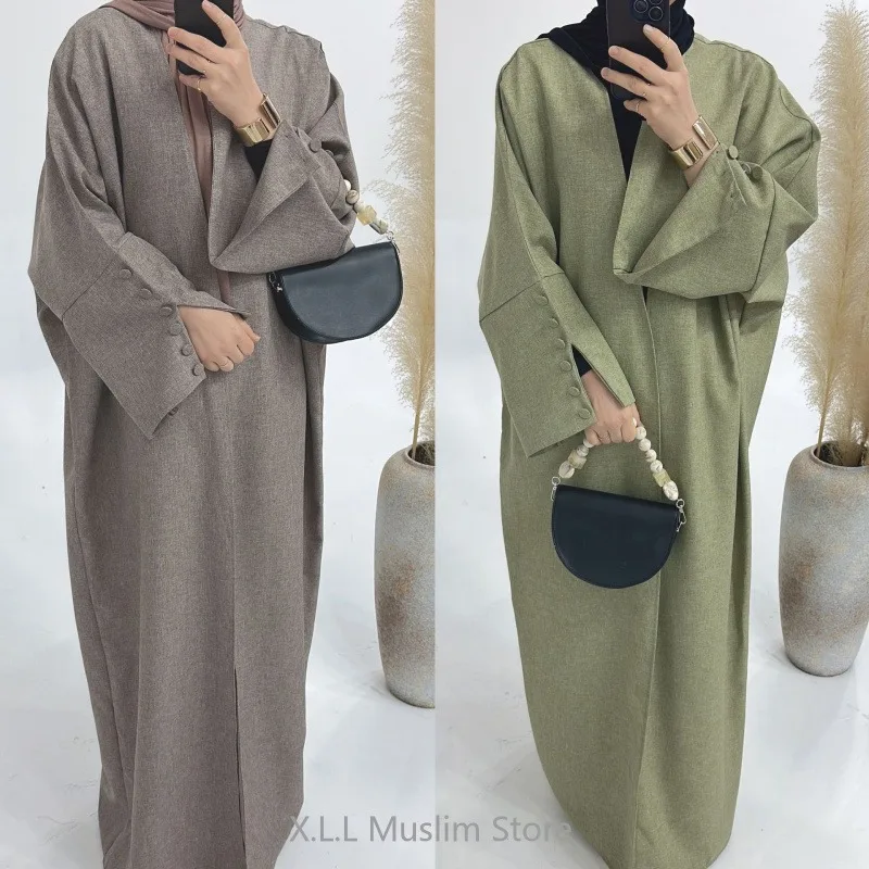 

Open Front Abaya Dubai 2024 Luxury Fashion Modest Eid Ramadan Muslim Kaftan Kebaya Turkey Islamic Robe Clothing Morocco Outwear