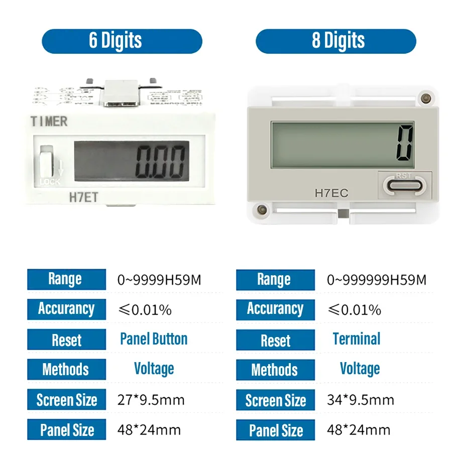 Wooeight 1 قطعة عداد رقمي للقوارب والشاحنات والجرارات والسيارات والديزل H7ET عداد كهربائي Totalizer مع 6 أرقام/8 أرقام #6