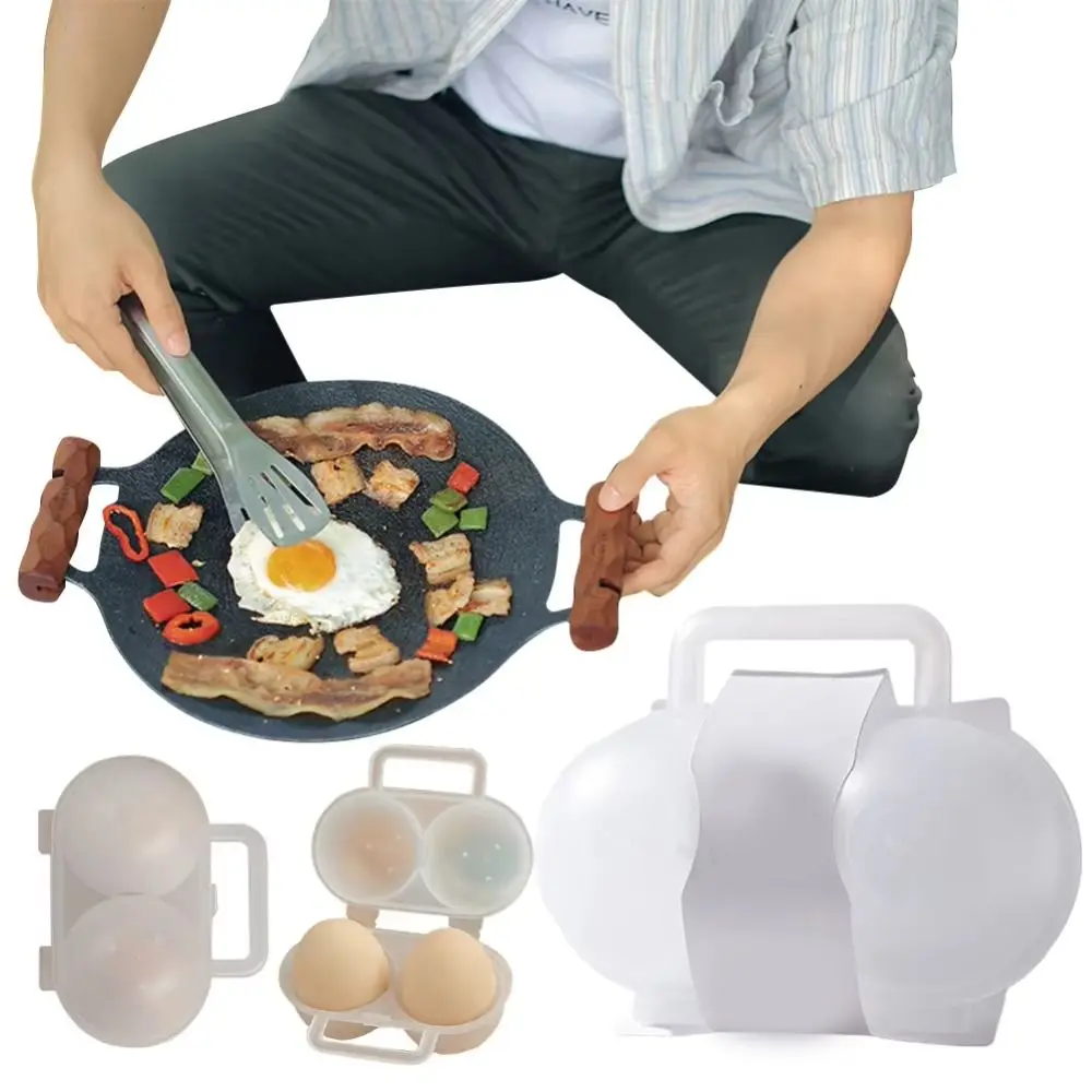 Protective Two Compartment Outdoor Egg Box Shockproof Drop Resistant Egg Holder Portable Transparent Egg Tray Picnic