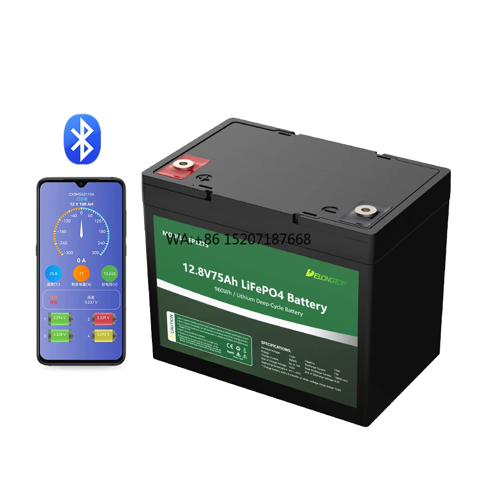 

Auto Rechargeable Lithium Ion Lifepo4 Batteries OEM Lifepo4 Battery 12v 100AH 24v 75Ah Solar Battery