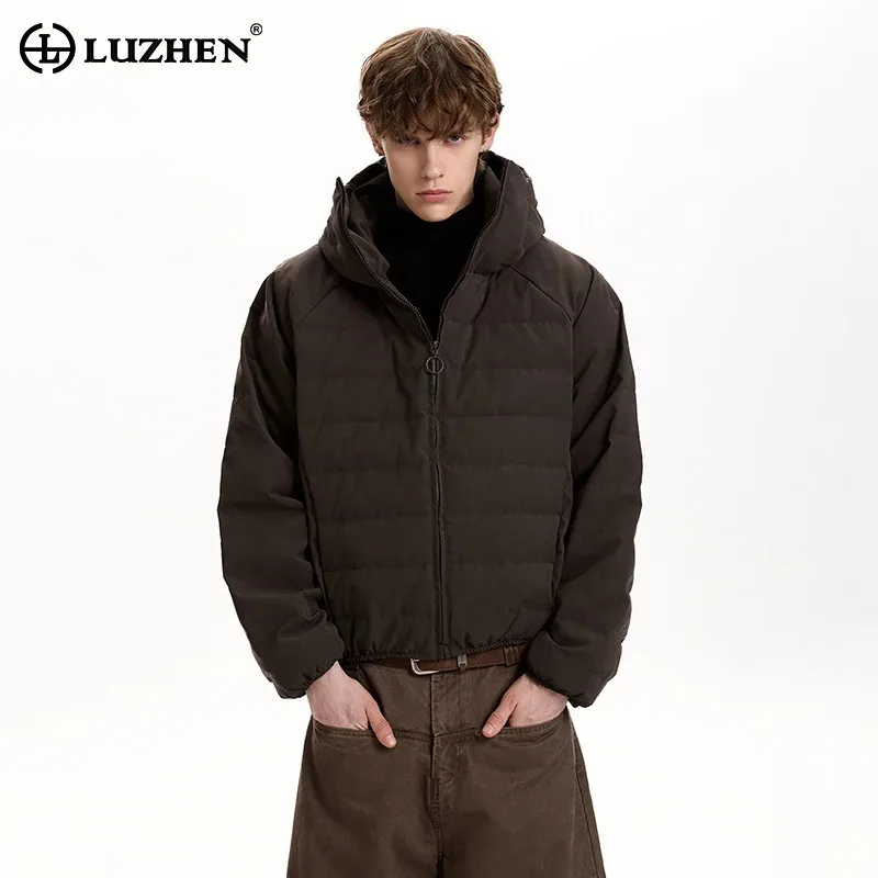 

LUZHEN 2025 Winter New Fashion Solid Color Handsome Hooded Padded Coat Men's Original High Quality Casual Parkas Jacket JY5441