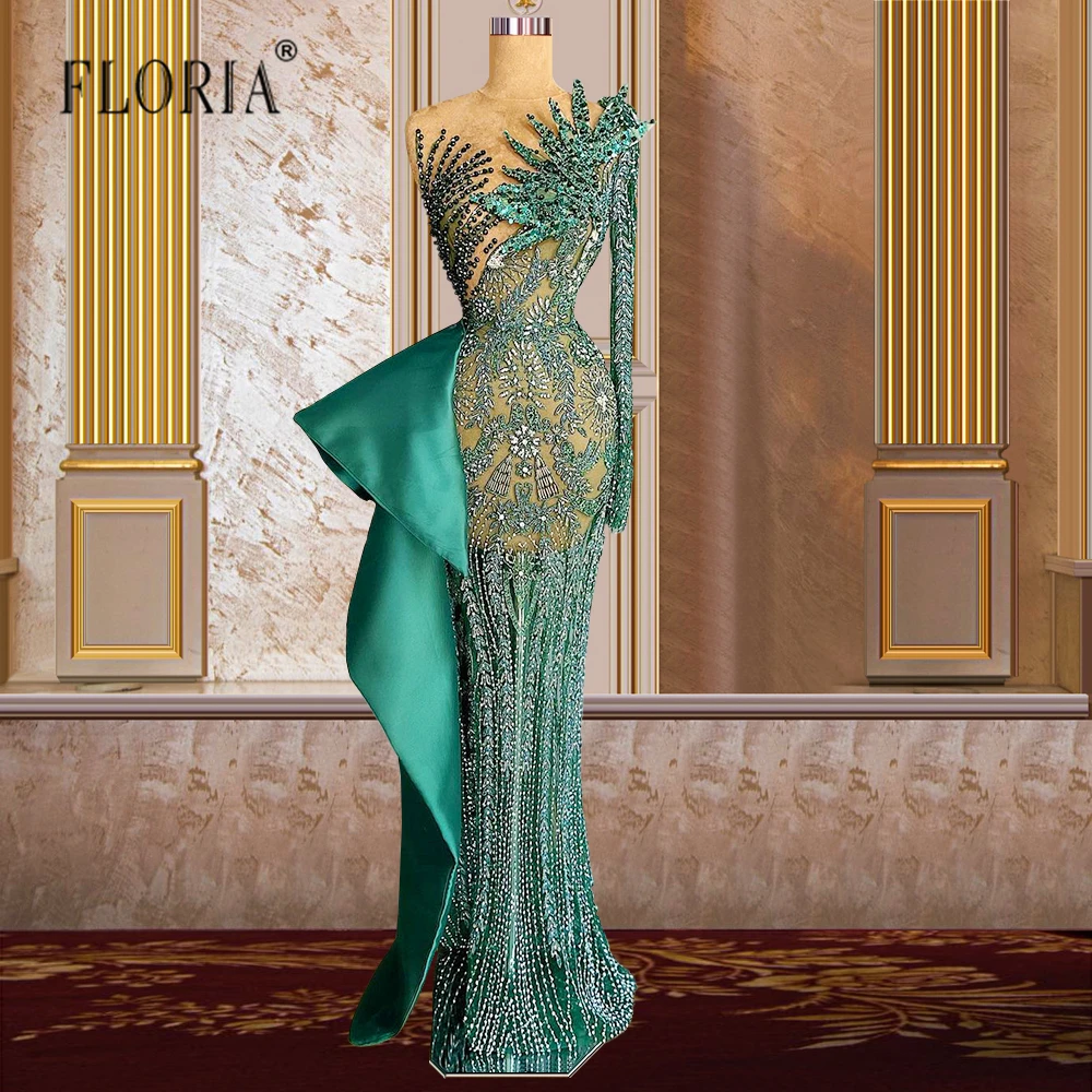 Robe de Rhformelle longue vert foncé avec perles complètes, robe de célébrité, robe de reconstitution historique sinny, tout ce qui est arabe, acheter, 2024