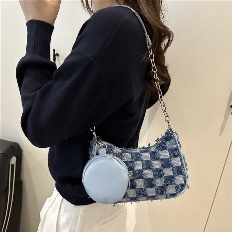 

Gradient Star Denim Chain Bag, Crossbody Bag, Small Square Bag, Trendy Fashion Design, Personality