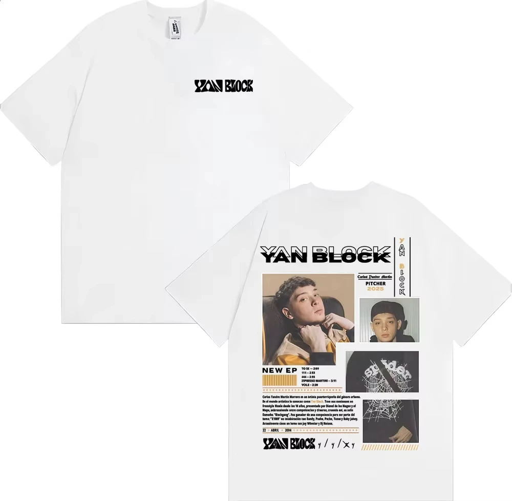 Unisex Harajuku Hip Hop Punk T-shirt Zomer Top Losse Casual T-shirt Rap Zanger Yan Blok Carlos Yandre Tour 2025 Merch T-shirt