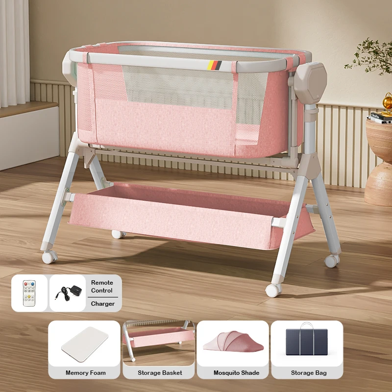 Folding cribs Baby bed Switch large bed Multifunctional infants and young children to move new baby bed for free delivery