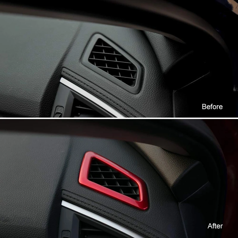 2Pcs Dashboard Air Vent Wind Outlet Cover Trim & 2Pcs Abs Carbon Fiber Interior Front Door Speaker Window a Pillar Cover image 4