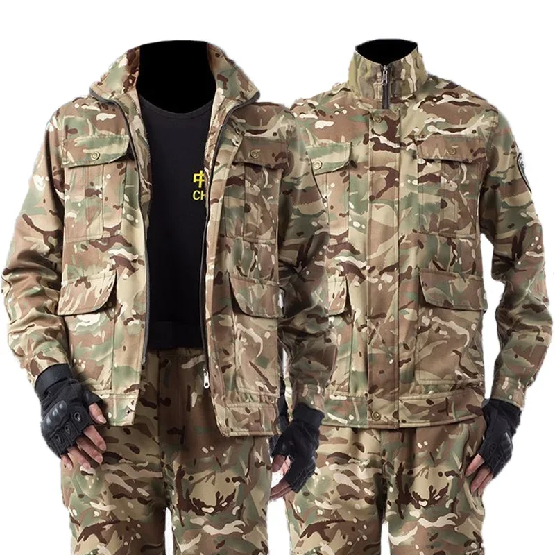 Mens New Camouflage Clothing Set Wear Resistant Breathable Military Training Uniform Outdoor Fitness Suit