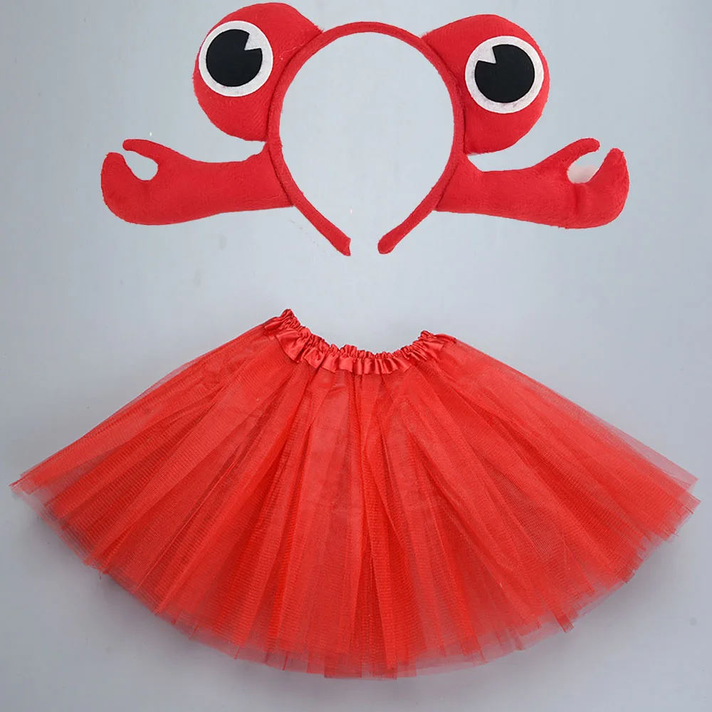 Cartoon Kids Children Animal Fish Crab   Headband Tutu Skirt Tie Tail  Party Gift        Birthday Halloween Costume Cosplay