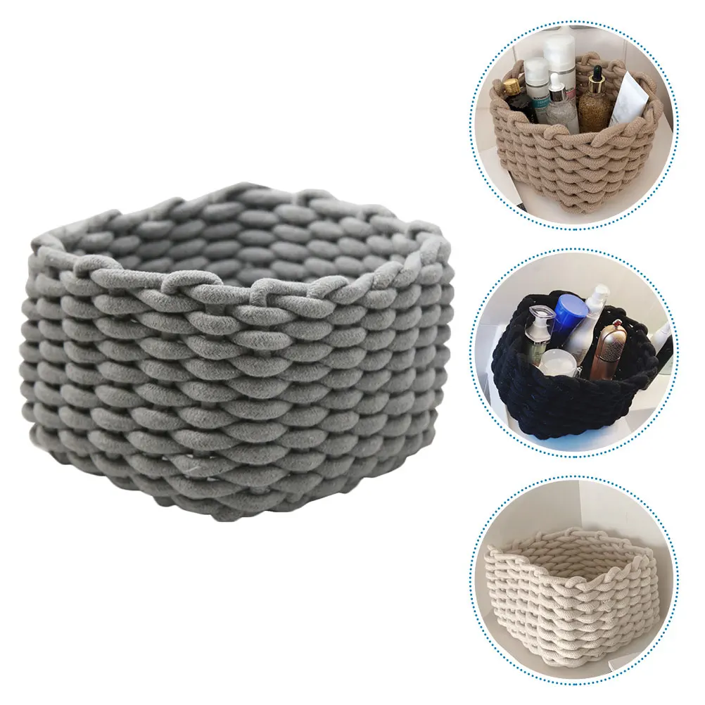

1pc Cotton Rope Baskets Desktop Organizer Woven Sundries Basket Fabric Kids Toys Cosmetics Towel BasketHome Use