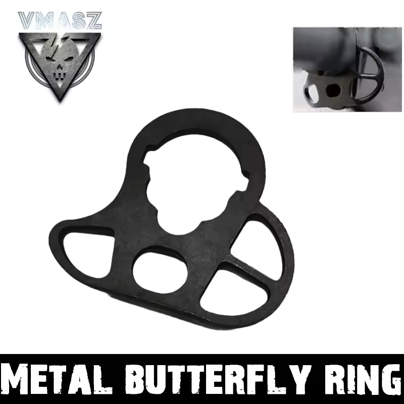Los anillos de mariposa de metal VMASZ son una forma conveniente para montar anillos de acero CQD para usar con eslingas para la serie M4 AEG.