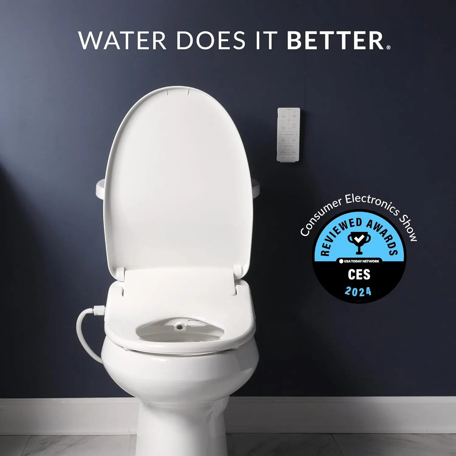 Smart Bidet Toilet App-Enabled iOS & Android Warm Water with Air Dryer, Heated Seat with Slow Close Lid, Remote Control