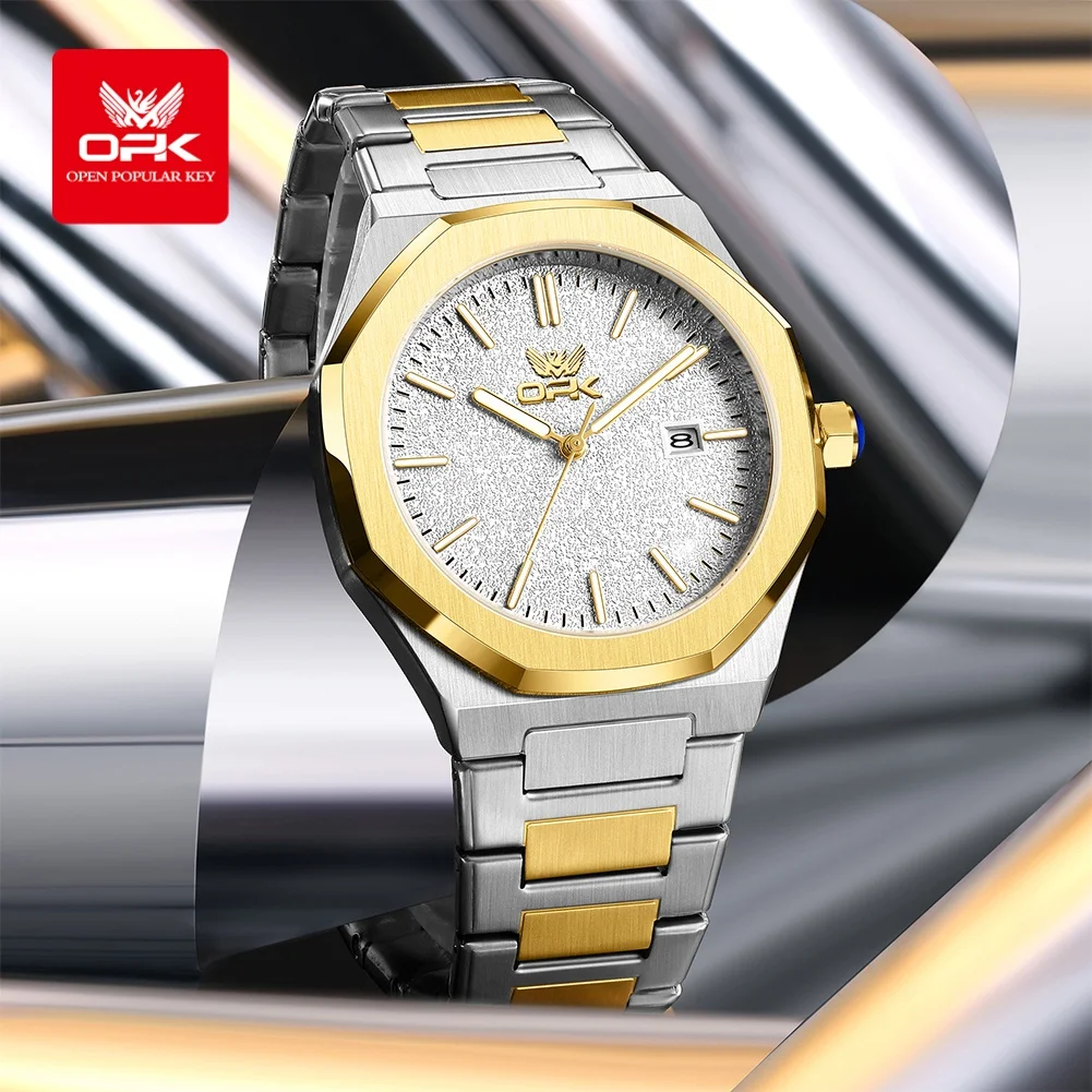 6046 OPK Steel quartz watch with calendar