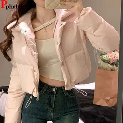 Korea Pink Short Cotton Coats Tops Winter Casual New Fashion Chaqueta Loose Parkas Abrigo  Women Snow Wear Jaqueta Warm Casaco