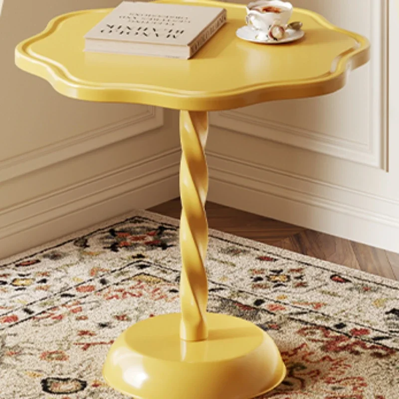 Sofa Side Table Bedroom Bedside Desk Small Round Table Plastic Desktop Metal Coffee Table Living Room Furniture