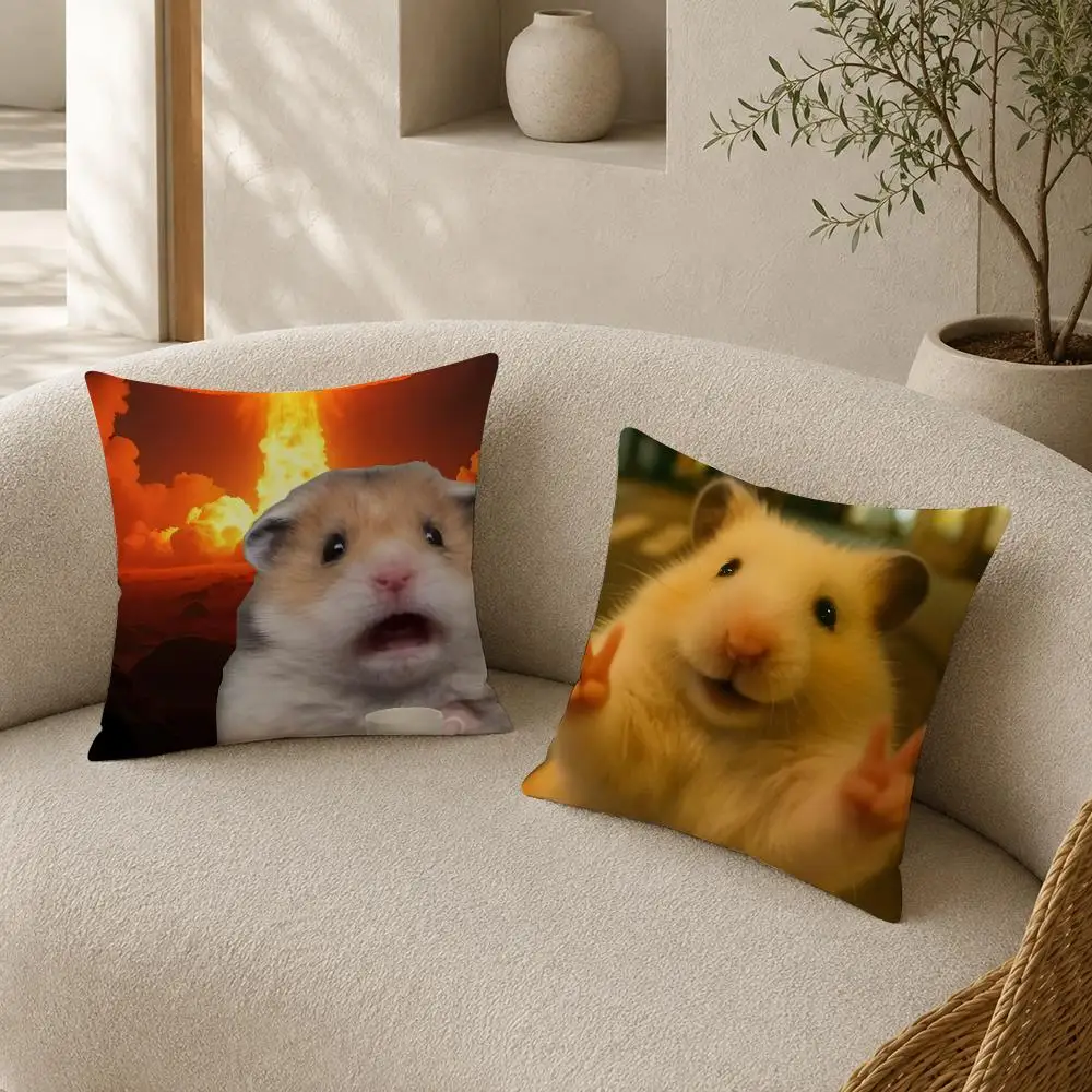 funny Hamster Cushion Cover Pillow Case plush Double-sided Print Square Covers Sofa Home Cushion