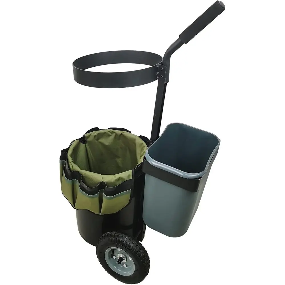 

Sturdy Steel Garden Cart with Trolley, Mobile Caddy, Lawn Tool Organizer, Storage, and Wheeled Bag for Yard and Gardening