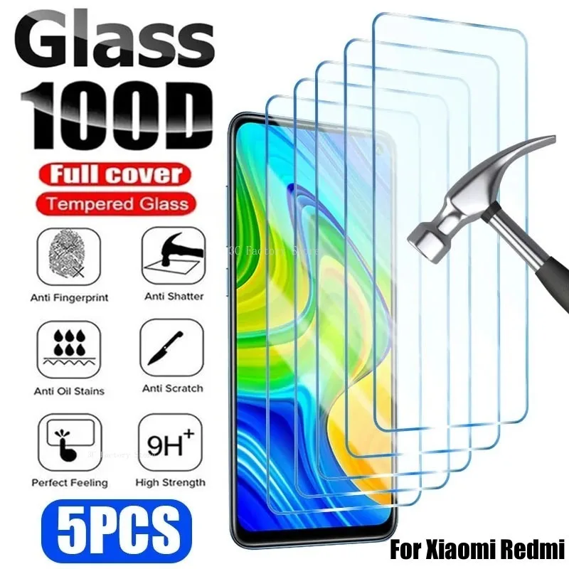 

5Pcs Tempered Glass For Xiaomi Redmi Note 10 11 12 9 8 7 Pro Plus 5G 11S 10S 9S Screen Protector for Redmi 10 9 10C 9C 9A Glass