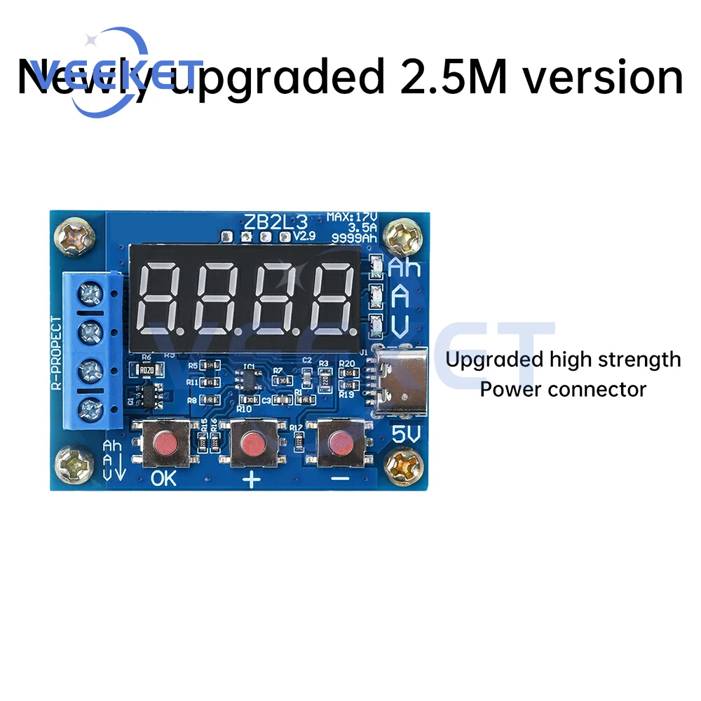 ZB2L3 تيار مستمر 4.5-6 فولت وحدة اختبار قدرة البطارية الرقمية اختبار الحمل الإلكتروني نوع C/مايكرو USB