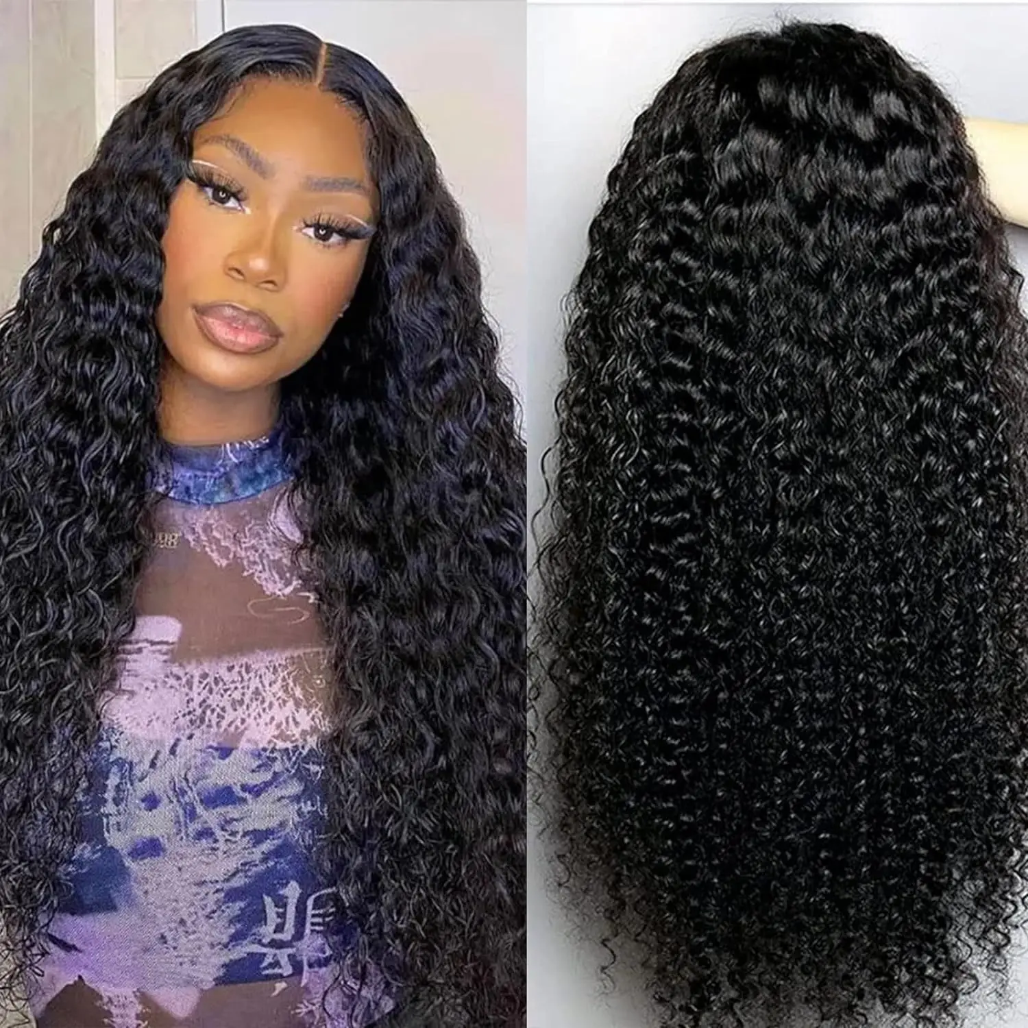 20-30Inch Long Black Colored Synthetic Wig Kinky Curly Wigs Full Mechanism Cute Hair Wigs Natural Black For Women Daily Wig