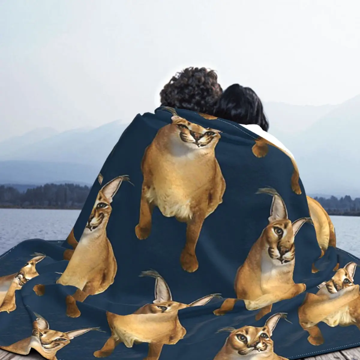 Floppa Smile coperte divertente Meme Caracal Cat peluche coperte copriletto divano decorazione copriletti caldi ultra-morbidi