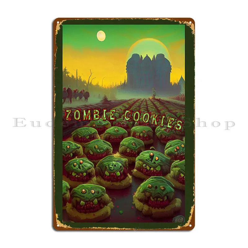 Zombie Cookies 07 crea un conjunto de placa de Metal, placa de pared personalizada, fiesta divertida, crear cartel de estaño