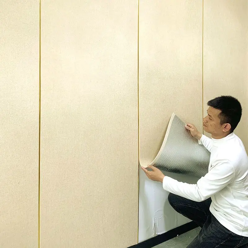 نسيج حائط من الكتان السميك ذاتي اللصق بلون سادة لغرفة المعيشة وغرفة النوم يتميز باللوح الأمامي على الحائط ومقاوم للرطوبة ومضاد للرطوبة #3